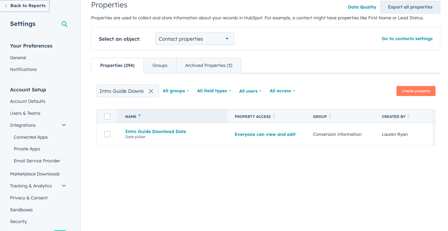 Custom DateTime Property Created in HubSpot