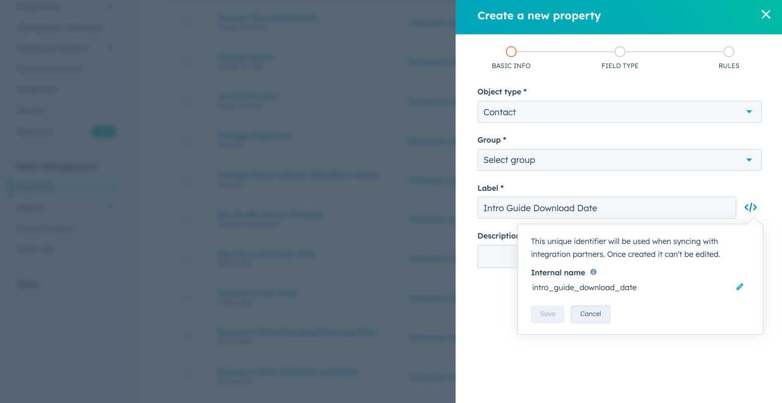 Identify HubSpot Property Name and Label