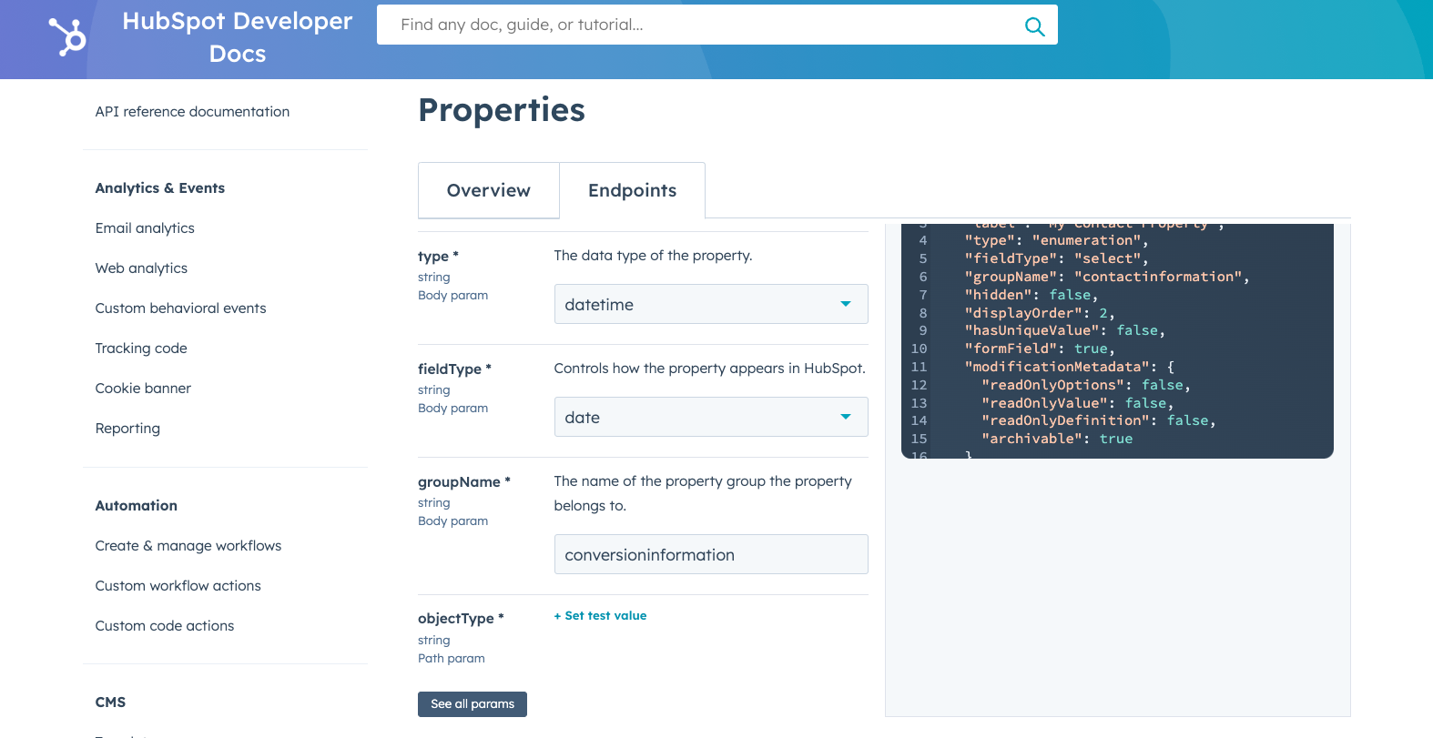 Identify HubSpot Propety Type and Field Type