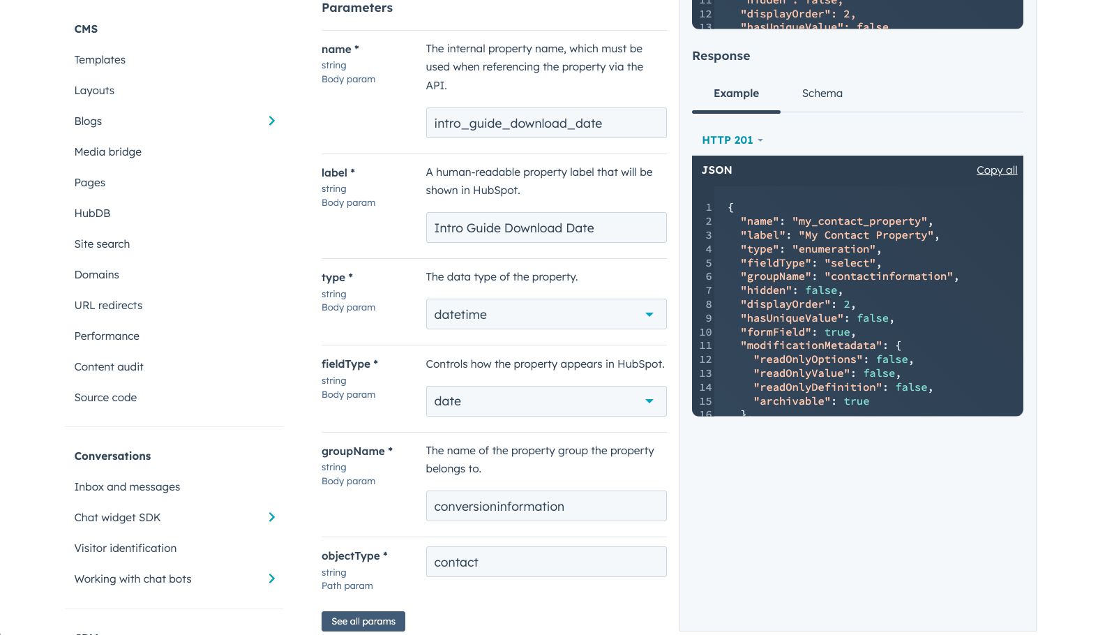 Parameters Ready to Deploy for Custom DateTime Property in HubSpot