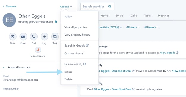 Merge Contacts in HubSpot with Synced with Salesforce