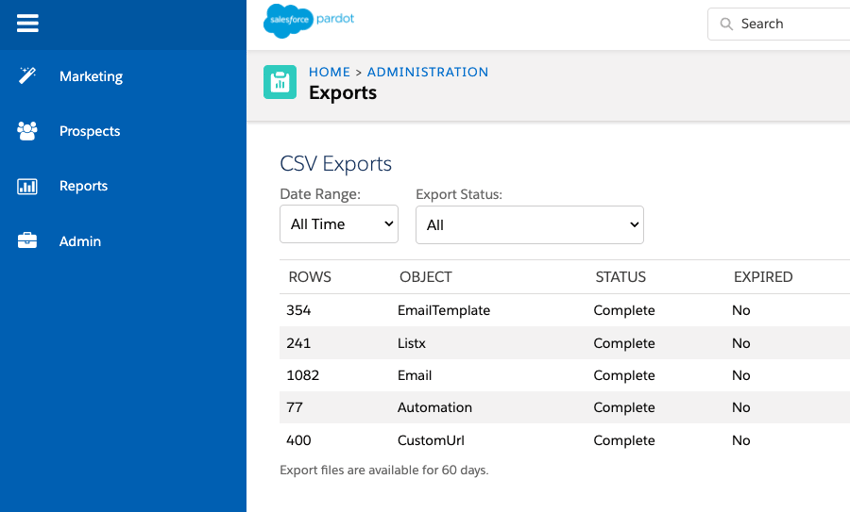Export Pardot Assets