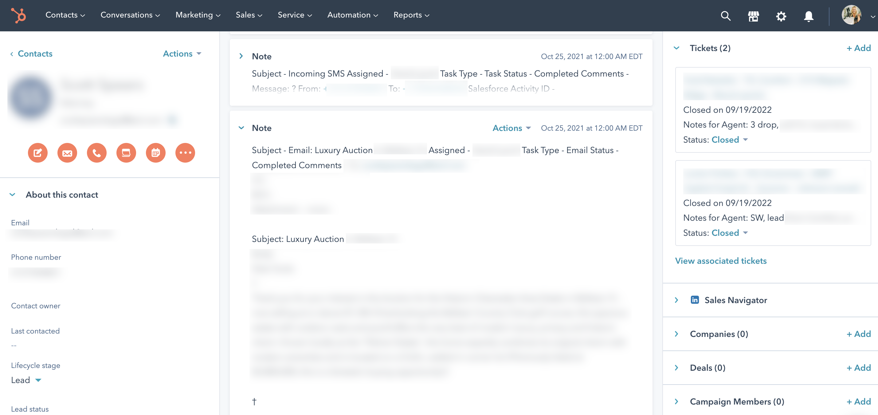 HubSpot Screenshot - Salesforce Activities Imported as Notes