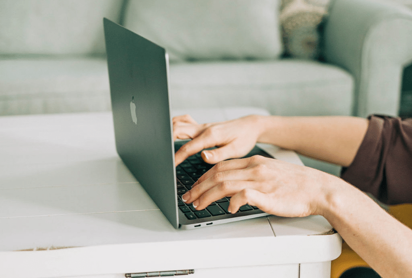 Woman using laptop