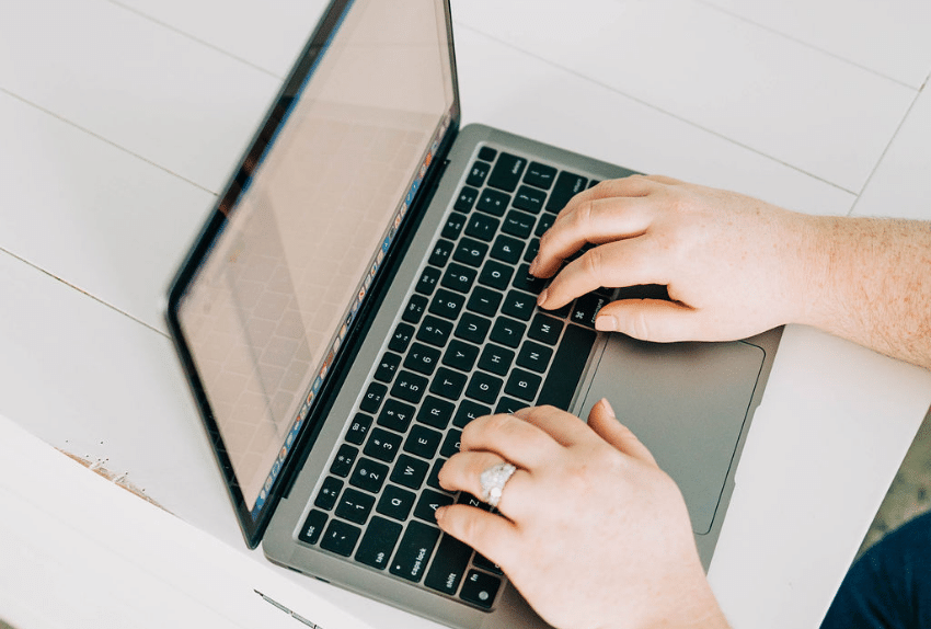 Woman using laptop