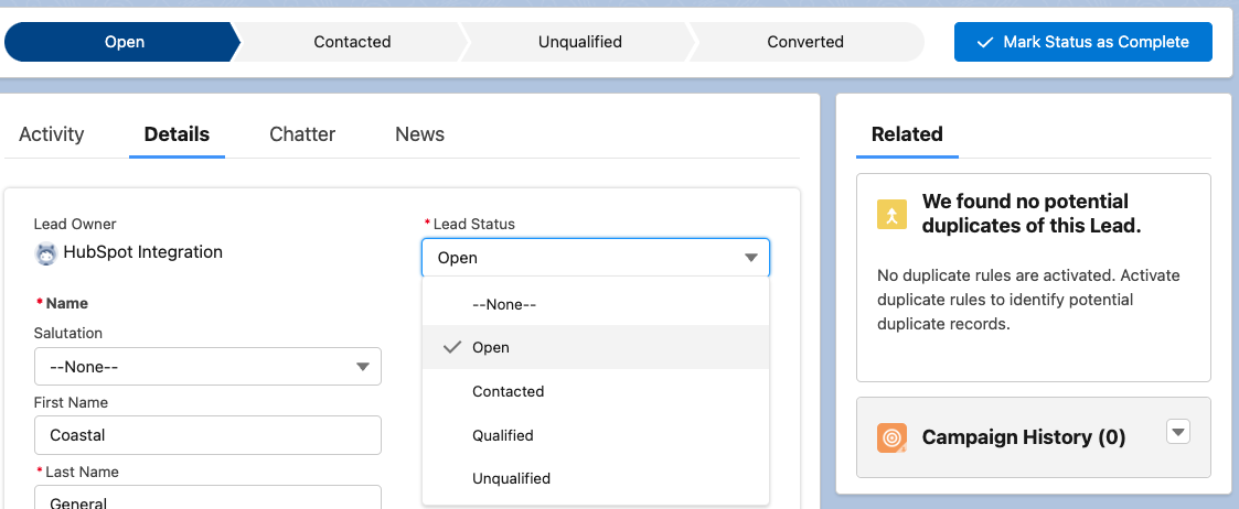 Managing Lead Status in Salesforce